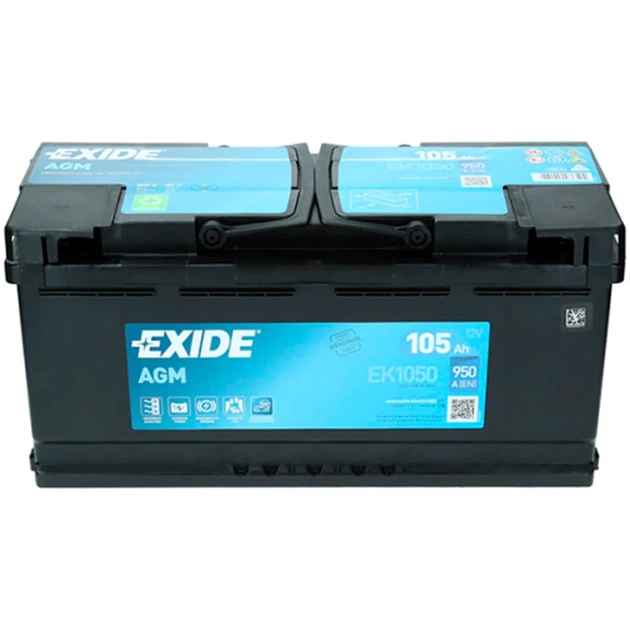 Аккумулятор автомобильный AGM 12V 105AH 950A R[+] 392х175х190 EXIDE (EK1050) кислотно-свинцовый - изображение 2