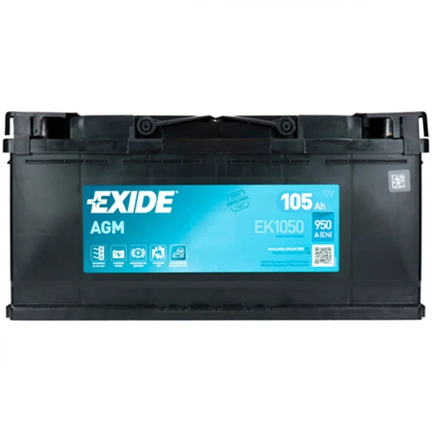Аккумулятор автомобильный AGM 12V 105AH 950A R[+] 392х175х190 EXIDE (EK1050) кислотно-свинцовый - изображение 4