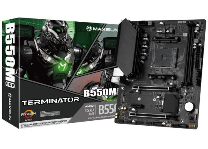 Мат.плата AM4 (B550) Maxsun Terminator B550M 2.5G, B550, 2xDDR4, Int ...