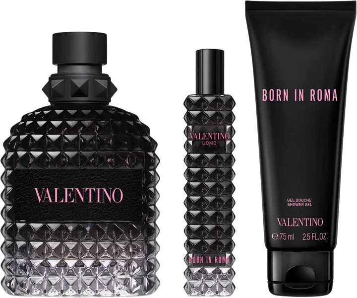 Zestaw męski Valentino Uomo Born In Roma Woda toaletowa 100 ml + Woda toaletowa 15 ml + Żel pod prysznic 75 ml (3614273919944) - obraz 2