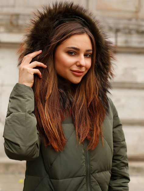 Kurtka puchowa damska długa PERSO BLH919029FX 2XL Khaki (5905080208429) - obraz 3
