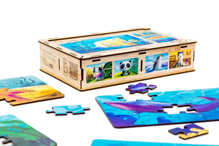 Дерев’яний пазл PuzzleOK "Морські жителі 4в1" для дітей від 3 років (Puz-57896) - Фото 3 Дерев’яний пазл PuzzleOK "Морські жителі 4в1" для дітей від 3 років (Puz-57896) - изображение 3