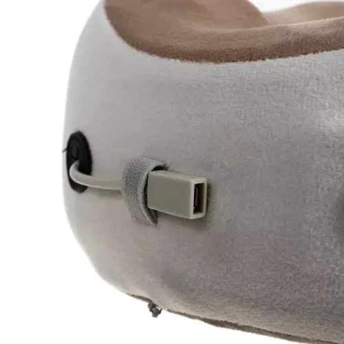 Массажная подушка для шеи Soulima 19554 — Массажер-рогалик с эффектом памяти Memory Foam, USB-зарядка, подогрев - изображение 2