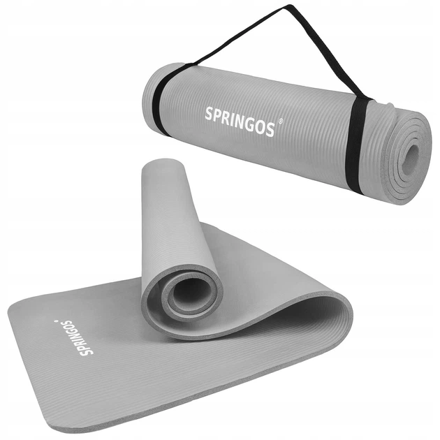 Коврик (мат) для йоги и фитнеса Springos NBR 1 см YG0032 Grey - изображение 5