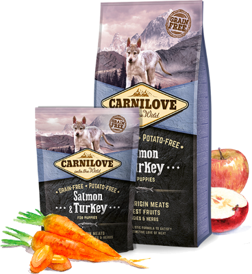 Карнілав корм сухий для цуценят усіх порід Carnilove Puppy Salmon and Turkey з лососем та індичкою, 12 кг + Подарунок 2шт Carnilove Puppy Salmon and Turkey з лососем та індичкою, 1,5кг - изображение 3