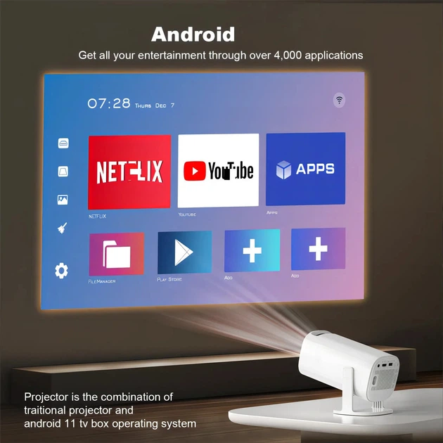 Смарт проєктор P30 Max 4K WiFi з 2 джойстиками 64Gb Android 11 - Фото 3 Смарт проєктор P30 Max 4K WiFi з 2 джойстиками 64Gb Android 11 - зображення 3