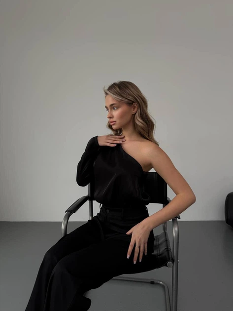Жіночий шовковий боді на одне плече Uaclothes 42-44 Чорний (like30322-105301349) - изображение 3