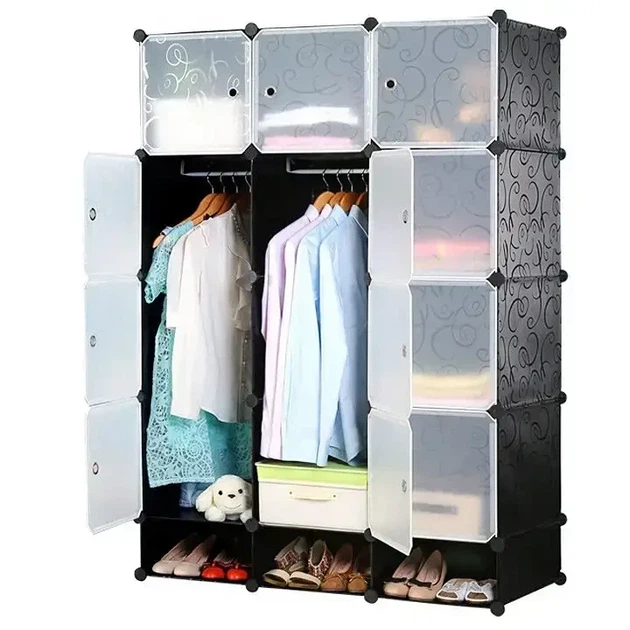 Складна пластикова шафа Storage Cube Cabinet МР 312-62А Чорний - зображення 3