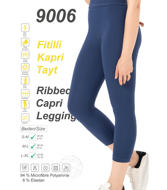 Женские бесшовные капри в рубчик Formeasy - Formeasy - 9006 - L/XL - Mavi/Blue - изображение 3