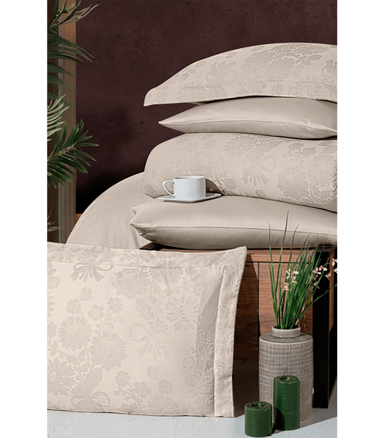Комплект постельного белья Jacquard Satin First Choice - First Choice - JS-29 Herra Cappuccino - Евро - Бежевый - Фото 2 Комплект постельного белья Jacquard Satin First Choice - First Choice - JS-29 Herra Cappuccino - Евро - Бежевый - изображение 2