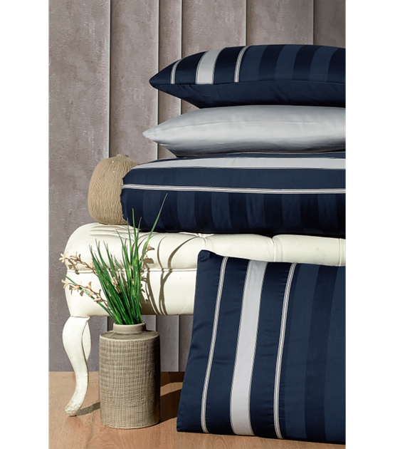 Комплект постельного белья Deluxe Satin Dark Series First Choice - First Choice - DLX-242 Artwel Navy Blue - Евро - Темно-синий - изображение 2
