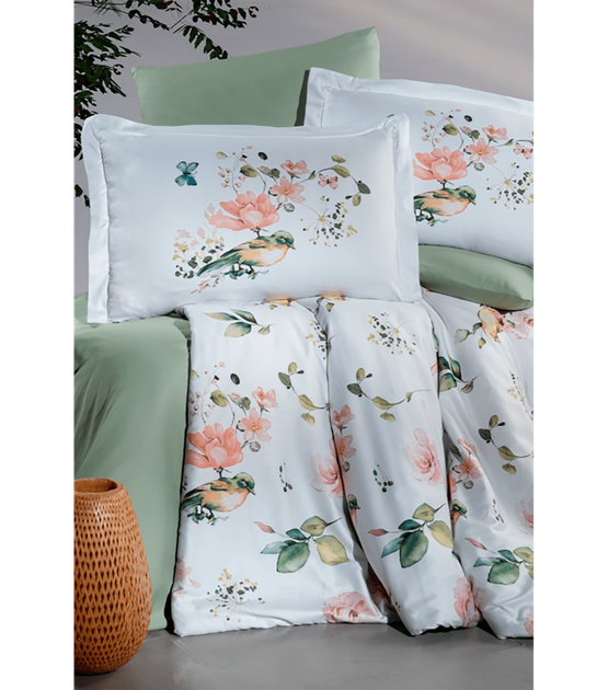 Комплект постельного белья Satin Cotton First Choice - First Choice - S-596 Alice Green - Евро - Светло-зеленый с белым - Фото 2 Комплект постельного белья Satin Cotton First Choice - First Choice - S-596 Alice Green - Евро - Светло-зеленый с белым - изображение 2