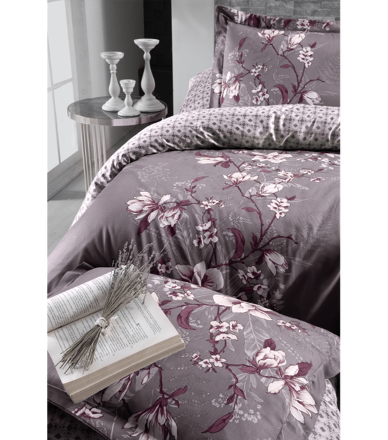 Комплект постільної білизни Satin Cotton First Choice - First Choice - S-476 EVAN LİLAC - Полуторний - Коричневий - зображення 2