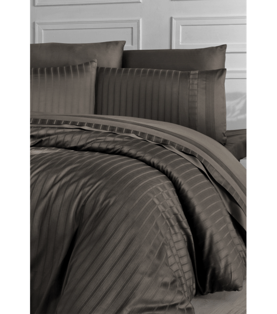 Комплект постельного белья Deluxe Satin Dark Series First Choice - First Choice - DLX-53 NEW TREND BROWN - Евро - Коричневый - изображение 2