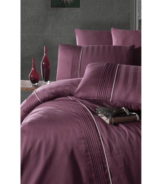 Комплект постельного белья Deluxe Satin Dark Series First Choice - First Choice - DLX-206 MODALİFE ROSE - Евро - Бордовый - изображение 2