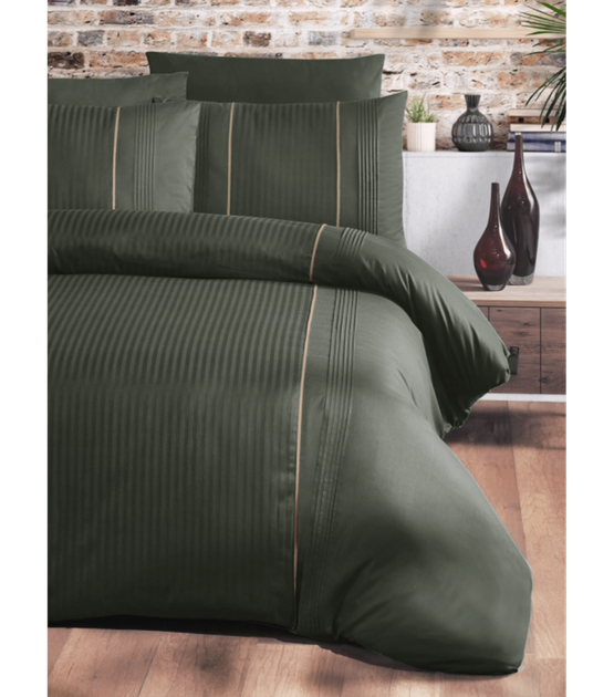 Комплект постельного белья Deluxe Ranforce Dark Series First Choice - First Choice - RDLX-156 ELEGANT DARK GREEN - Евро - Темно-зеленый - изображение 2