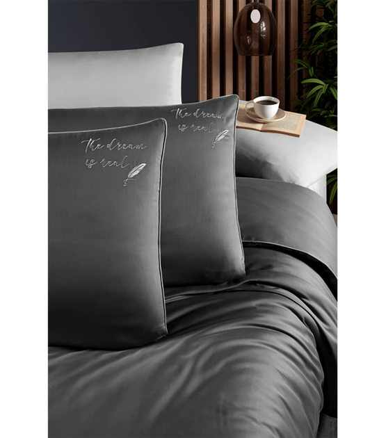 Комплект постельного белья Deluxe Satin Dark Series First Choice - First Choice - DLX-601 Timeless Anthracite - Евро - Темно-серый - изображение 2