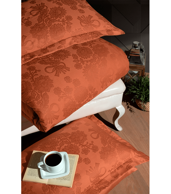 Комплект постельного белья Jacquard Satin Dark Series First Choice - First Choice - JS-22 Herra Tile - Евро - Светло-коричневый - изображение 2