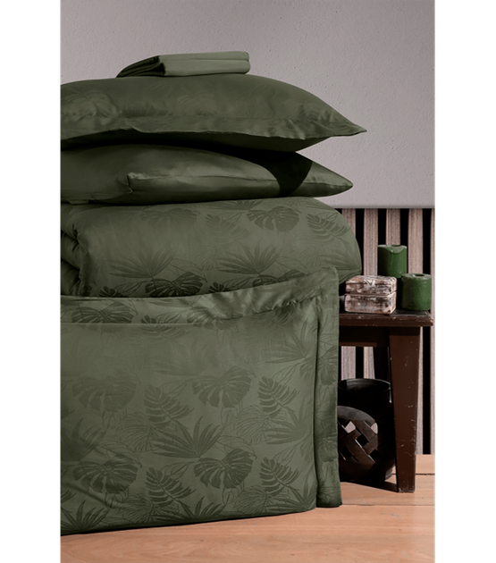 Комплект постільної білизни Jacquard Satin Dark Series First Choice - First Choice - JS-235 Nichol Dark Green - Євро - Темно-зелений - зображення 2