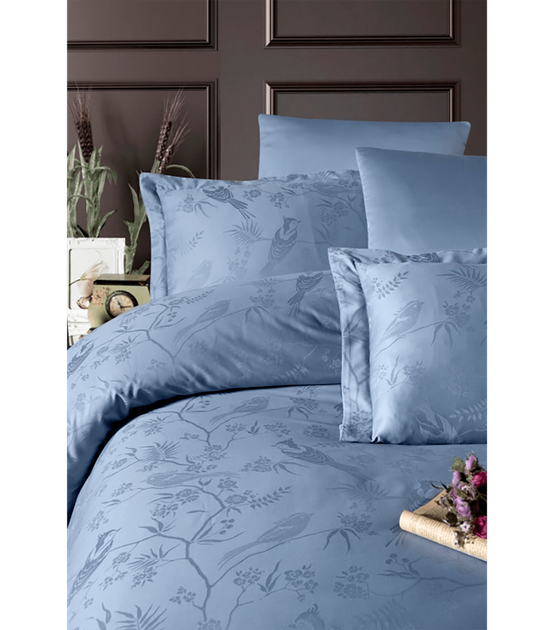 Комплект постельного белья Jacquard Satin First Choice - First Choice - JS-219 Stesha Dusty Blue - Евро - Голубой - Фото 2 Комплект постельного белья Jacquard Satin First Choice - First Choice - JS-219 Stesha Dusty Blue - Евро - Голубой - изображение 2