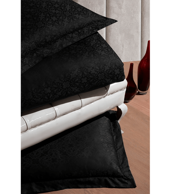 Комплект постельного белья Jacquard Satin Dark Series First Choice - First Choice - JS-157 Lamone Black - Евро - Черный - изображение 2