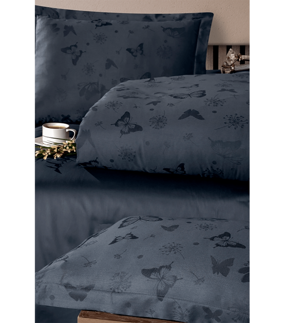 Комплект постельного белья Jacquard Satin Dark Series First Choice - First Choice - JS-223 Corina Denim - Евро - Темно-серый - изображение 2