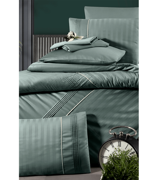 Комплект постільної білизни Deluxe Satin Dark Series First Choice - First Choice - DLX-207 Modalife Moonmist - Євро - Світло-зелений - зображення 2
