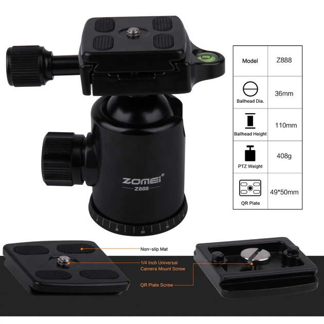 Штатив + монопод ZOMEI для фотоаппаратов - Z888 (Z818) с штативной головкой - изображение 8