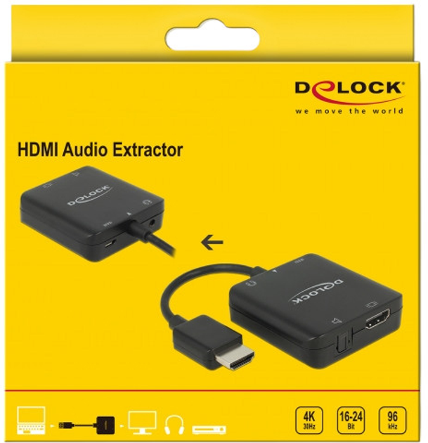Adapter Delock HDMI Audio Extractor 4K 30 Hz Black (4043619627844) - obraz 4