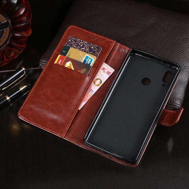 Чехол Idewei для Huawei Y6S 2019 книжка кожа PU с визитницей коричневый - Фото 4 Чехол Idewei для Huawei Y6S 2019 книжка кожа PU с визитницей коричневый - изображение 4