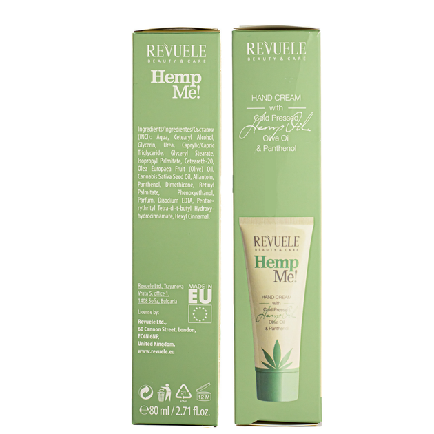 Крем для рук з олією насіння коноплі Revuele Hemp Me пом'якшуючий, 80 мл - изображение 5