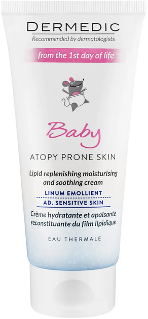 Krem Dermedic Linum Emolient Baby nawilzająco-kojący uzupełniający lipidy skóry od 1. dnia życia 100 ml (5901643170806) - obraz 1