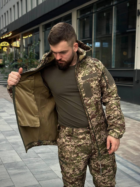 Мужской Тактический костюм на флисе Soft Shell Хищник Куртка брюки XL - изображение 11