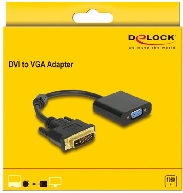 Адаптер Delock DVI-D – VGA 16 см Black (4043619656585) - зображення 3