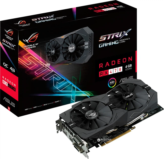 Видеокарта Asus PCI-Ex Radeon RX470 ROG Strix OC 4GB GDDR5 (256bit