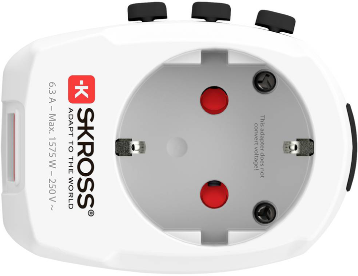 Мережевий зарядний пристрій Skross Pro Light USB (2xA) World White (1302470) - зображення 6