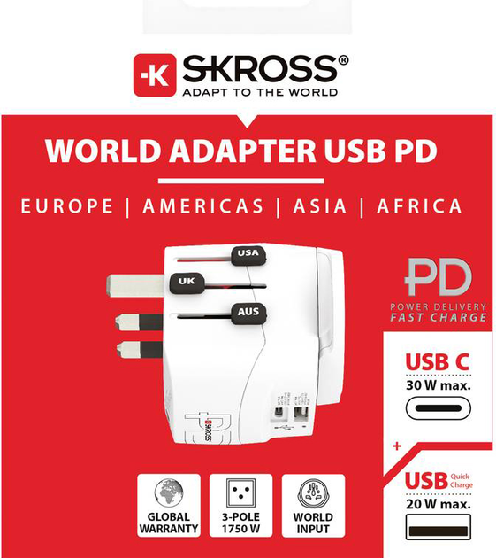 Ładowarka sieciowa Skross PRO Light USB AC30PD World White (1302473) - obraz 4