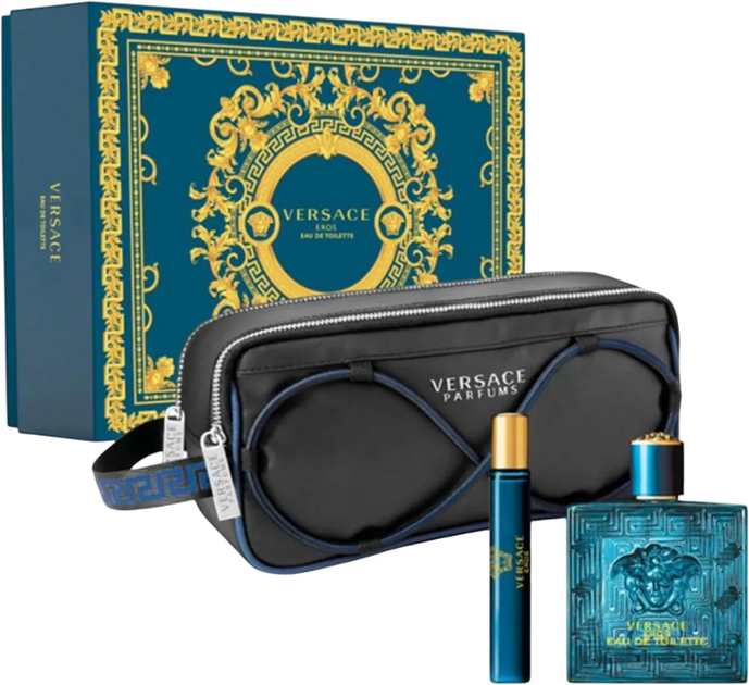 Zestaw męski Versace Eros Woda toaletowa 100 ml + Woda toaletowa 10 ml + Kosmetyczka (8011003885183) - obraz 1