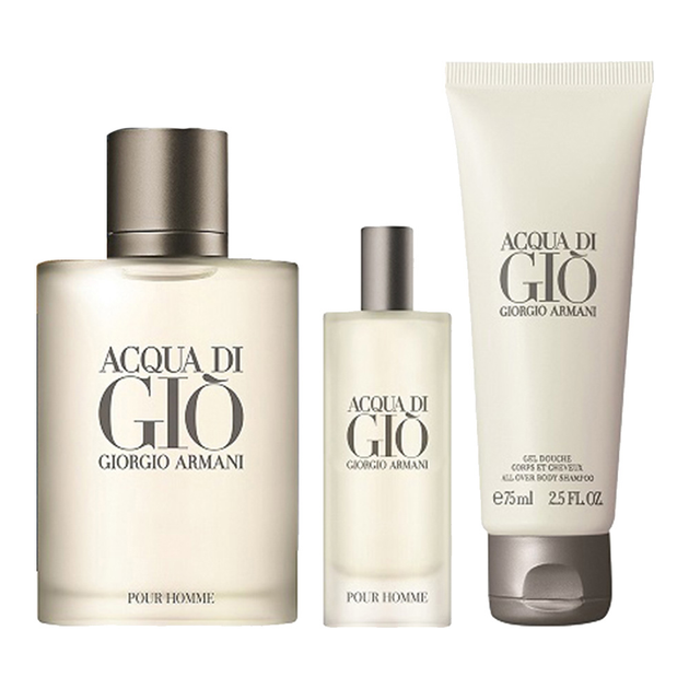 Zestaw męski Armani Acqua Di Gio Woda toaletowa 100 ml + Woda toaletowa 15 ml + Żel pod prysznic 75 ml (3614273710084) - obraz 2