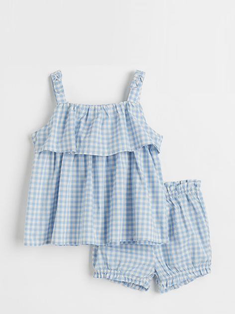 Комплект (топ, шорты) H&M 98см бело голубой клетка 2404939226 