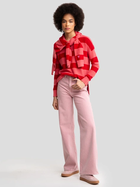 Sweter damski w paski Big Star Heartelia 601 XL Czerwony (5900714834524) - obraz 3