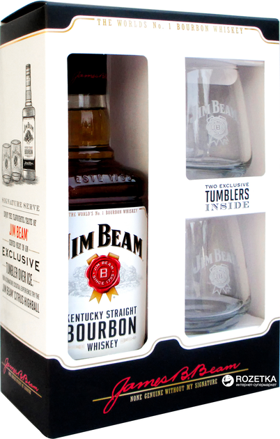 Виски Jim Beam White 4 года выдержки 0.7 л 40% + 2 бокала ...
