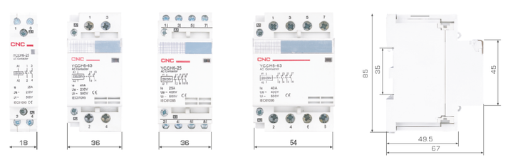 Контактор модульный 2P 25A 1NO+1NC 220V [Б00033961] YCCH6 CNC - изображение 2