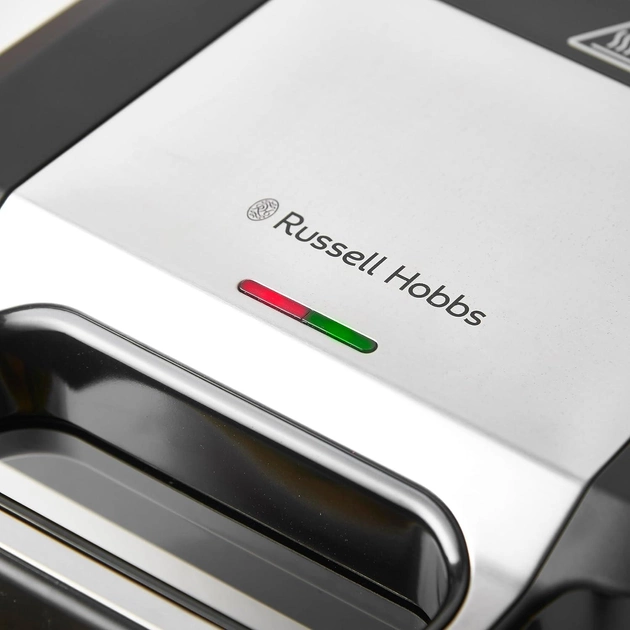 Мультимейкер Russell Hobbs, 750Вт, комплект-3 пластини, алюміній, корпус-нержав.сталь, пластик, чорний-срібний - изображение 6