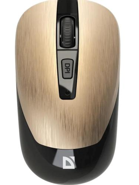 Мышь беспроводная Defender Wave mm-995, Gold, usb, оптическая (сенсор PixArt 3065), 800-1600 dpi, 3 кнопки, 1xAA (52994) - изображение 2