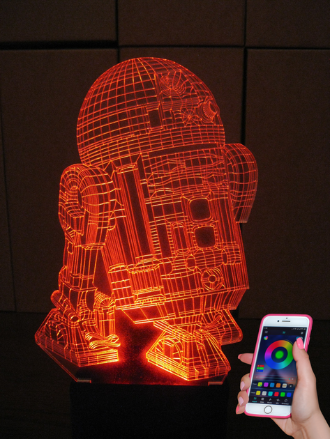 3d-светильник R2D2 Star wars Звездные войны, 3д-ночник, несколько подсветок (на bluetooth) - изображение 2