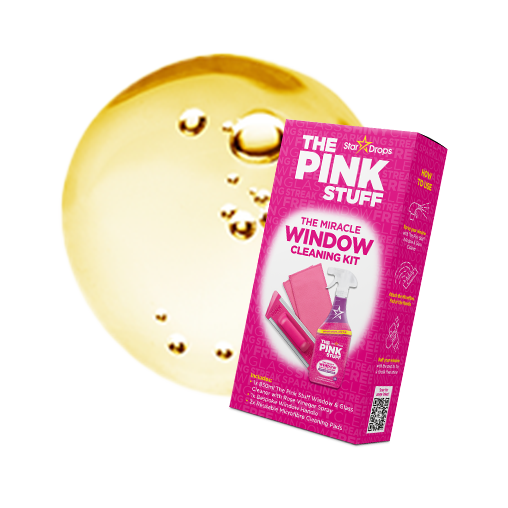 Набор для мытья окон The Pink Stuff Window Cleaning Kit (спрей 850 мл с розовым уксусом для стекла и зеркал The Pink Stuff Window & Glass Cleaner Spray Rose Vinegar, 2 микрофибра и ручка для насадок) - изображение 6