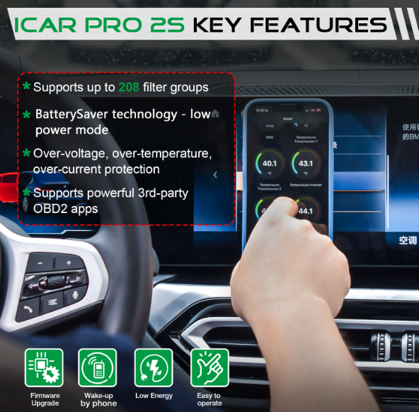 Діагностичний OBD2 сканер Vgate iCar Pro 2S BT5.3 iOS/Android/Windows - зображення 7