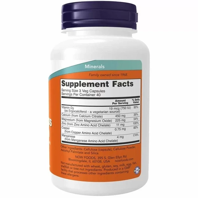 Витамины и минералы NOW Calcium Citrate Caps, 120 вегакапсул - изображение 2