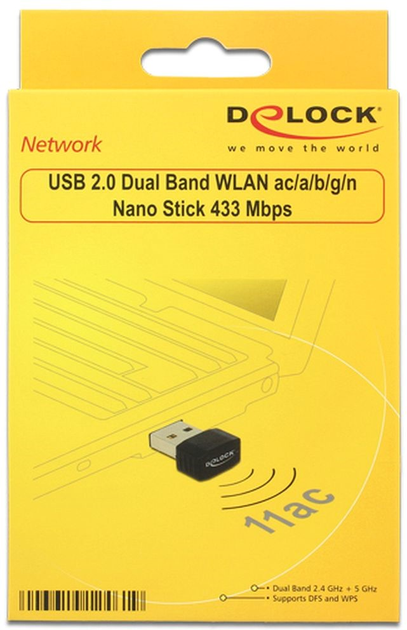 Karta sieciowa Delock WLAN USB 2.0 Nano Stick Dualband 2.4/5 GHz AC 433 (4043619124619) - obraz 3